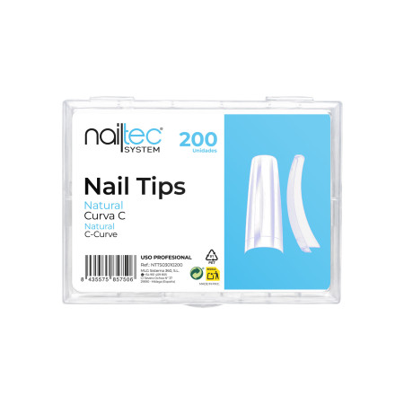 Nail Tips Natural Curva C 200 uds