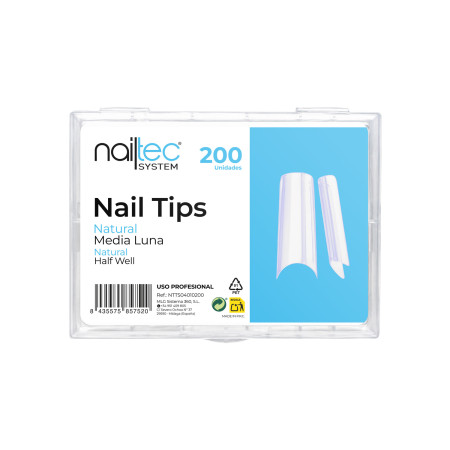 Nail Tips Natural Media Luna 200 uds