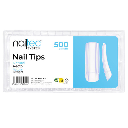 Nail Tips Natural Recto 200 uds